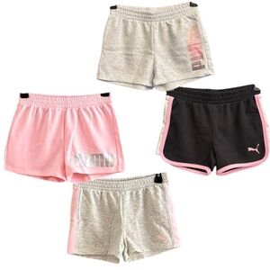 Puma Girls Medium 4 Pair Logo Print Shorts Multiple Colors